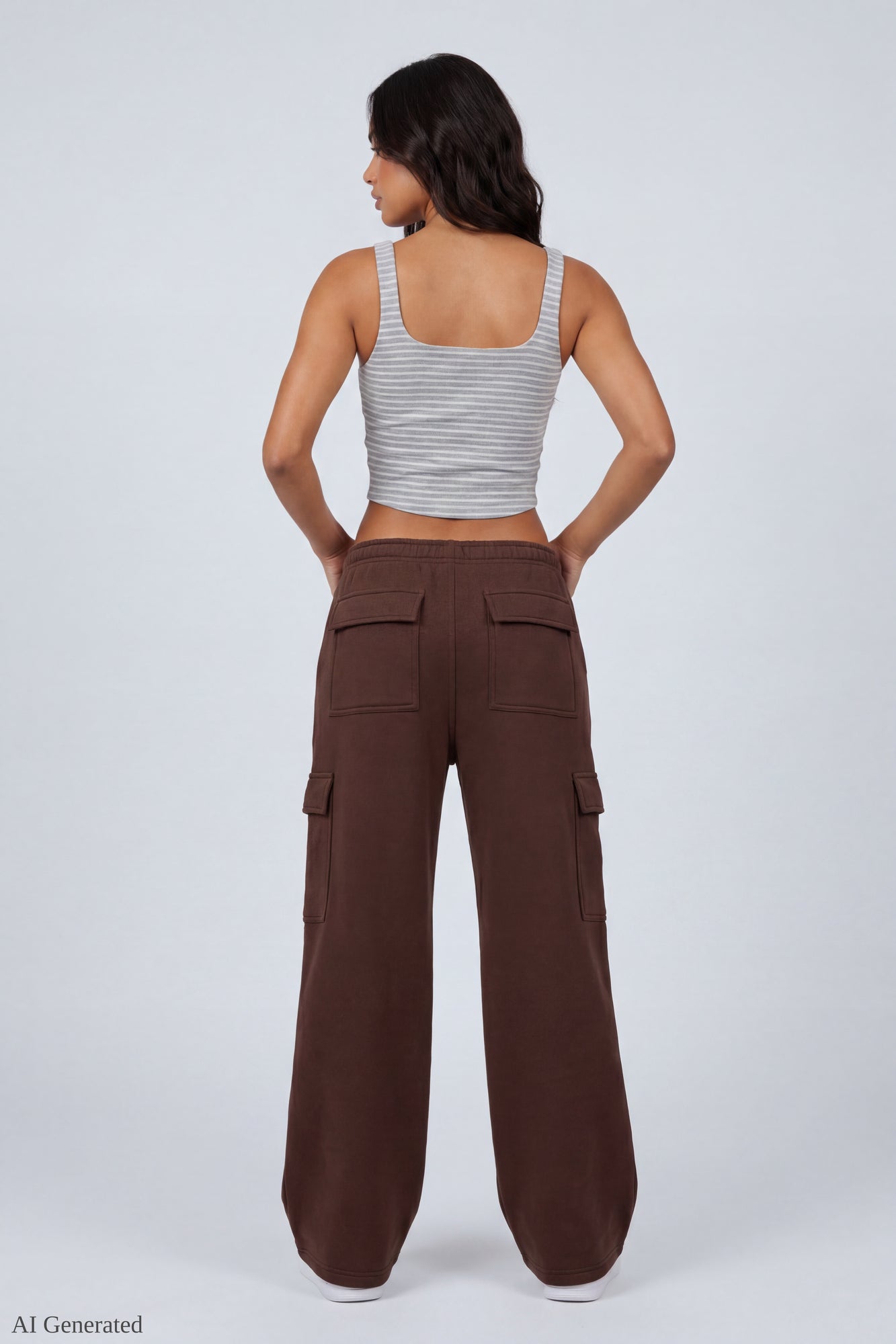Fleece Low Rise Wide Leg Cargo Sweatpant