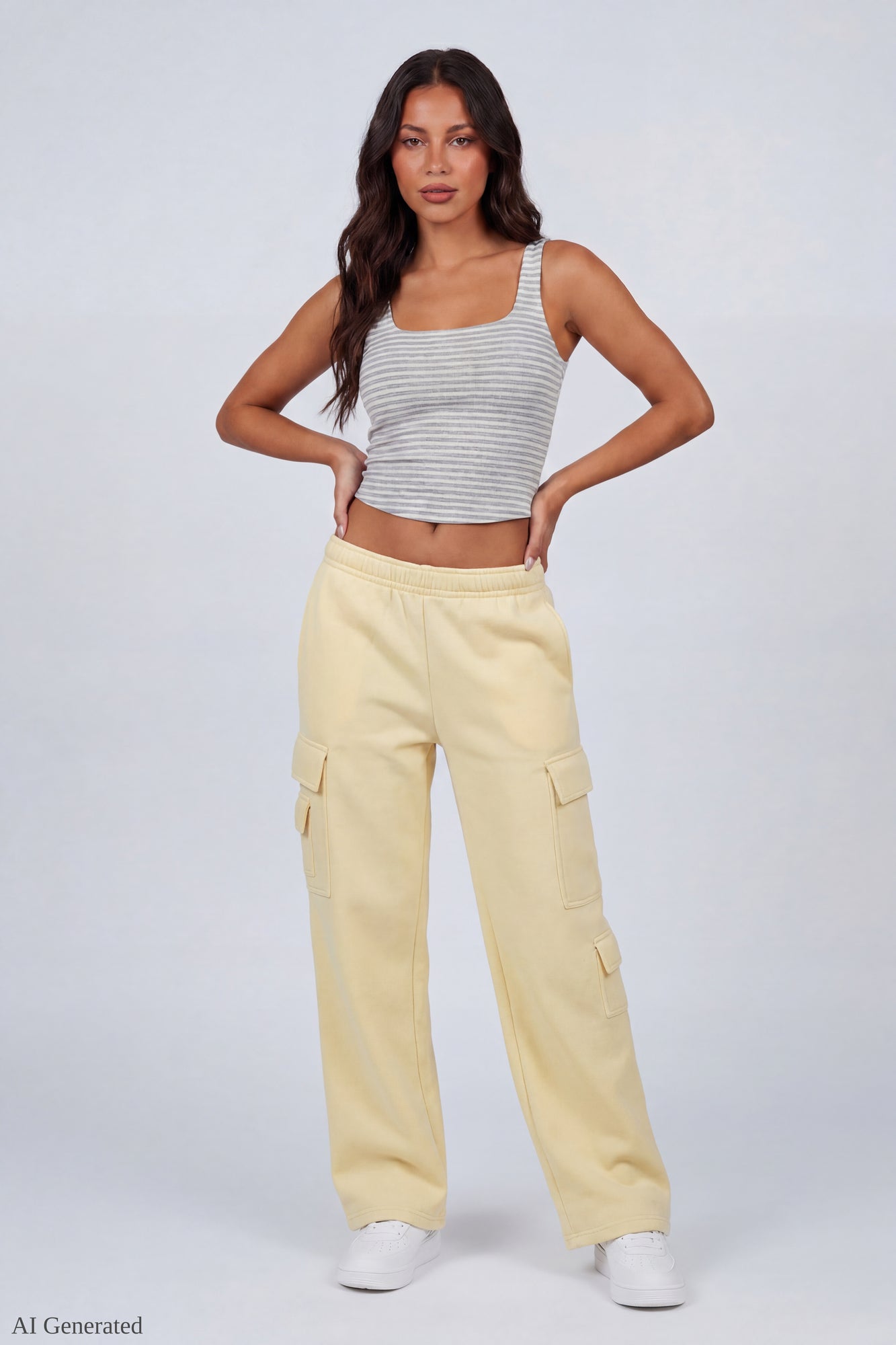 Fleece Low Rise Wide Leg Cargo Sweatpant
