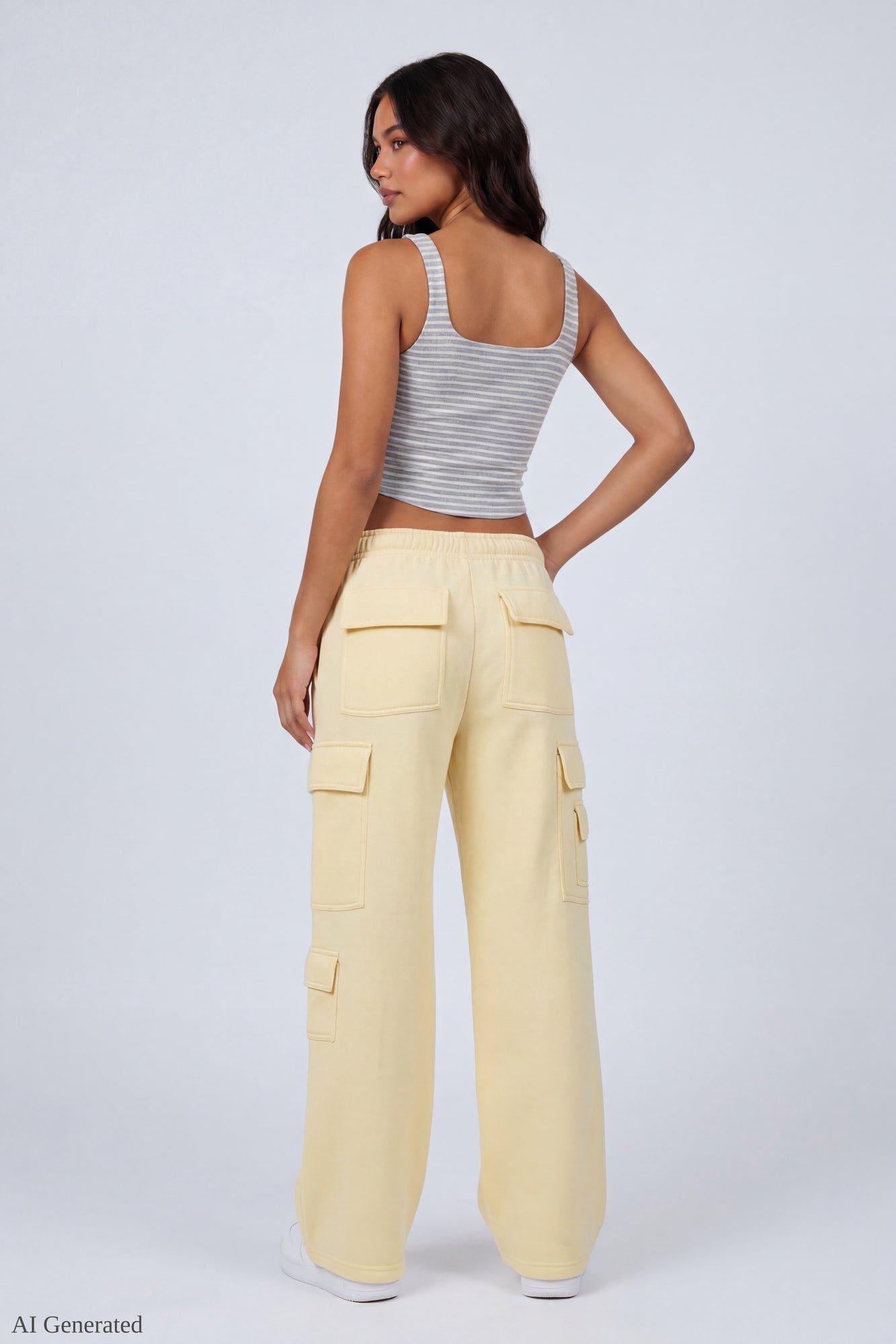 Fleece Low Rise Wide Leg Cargo Sweatpant