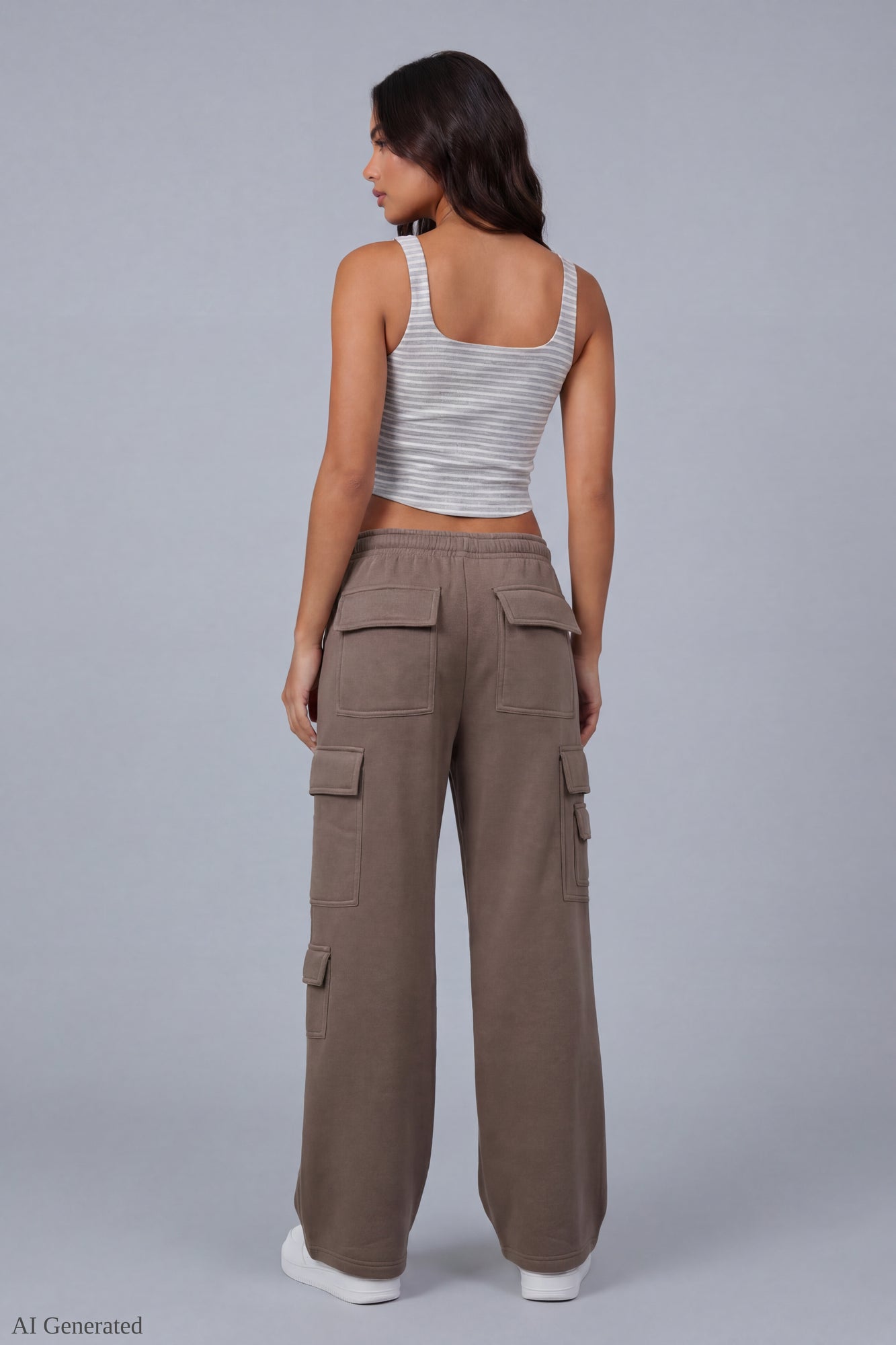 Fleece Low Rise Wide Leg Cargo Sweatpant