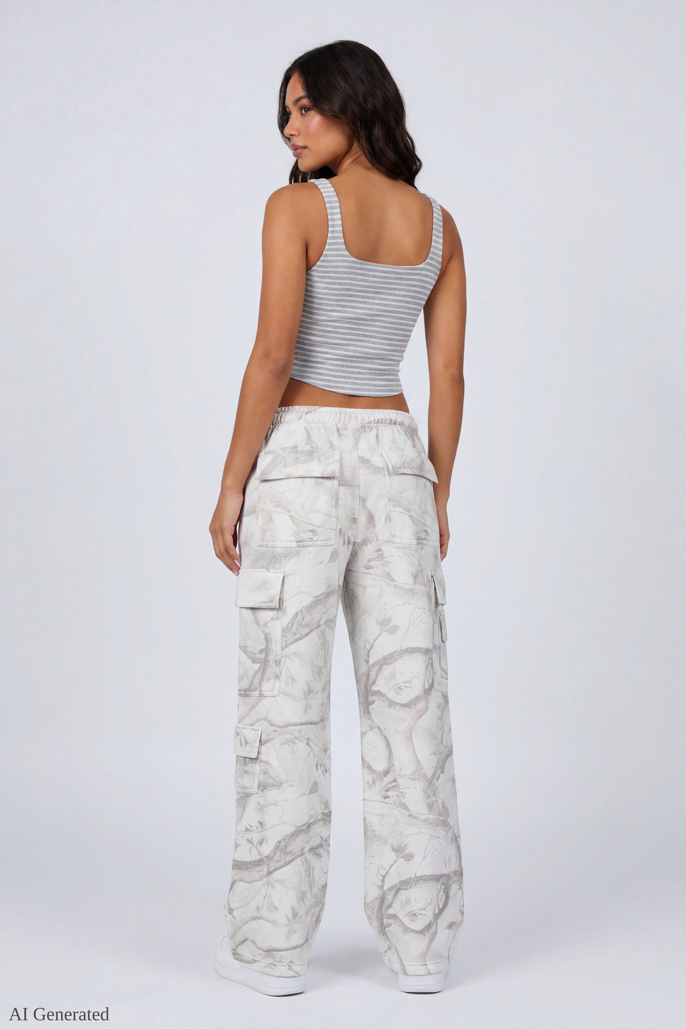 Fleece Low Rise Wide Leg Cargo Sweatpant