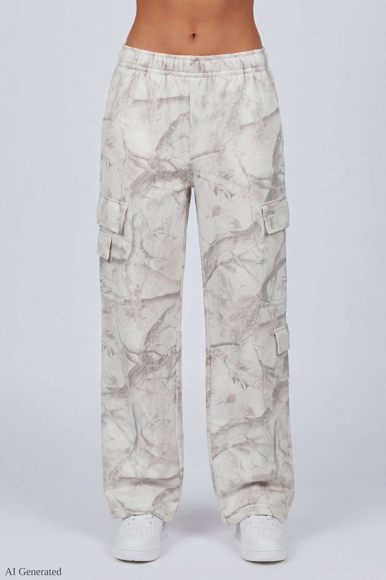 Fleece Low Rise Wide Leg Cargo Sweatpant