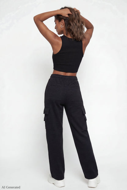Fleece Low Rise Cargo Sweatpant