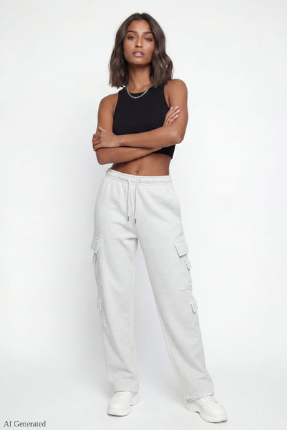 Fleece Low Rise Cargo Sweatpant