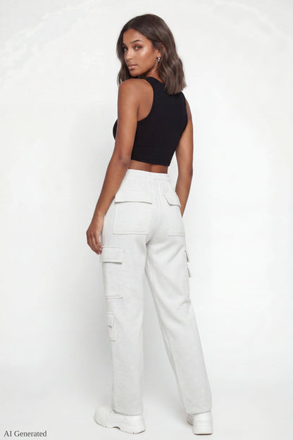 Fleece Low Rise Cargo Sweatpant