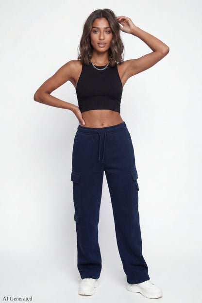 Fleece Low Rise Cargo Sweatpant