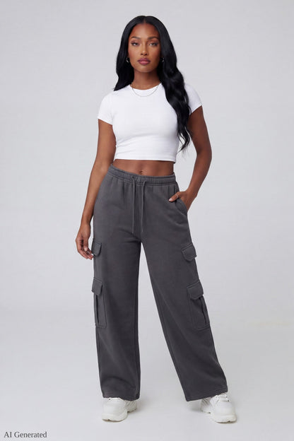 Fleece Ultra Wide Cargo Sweatpant