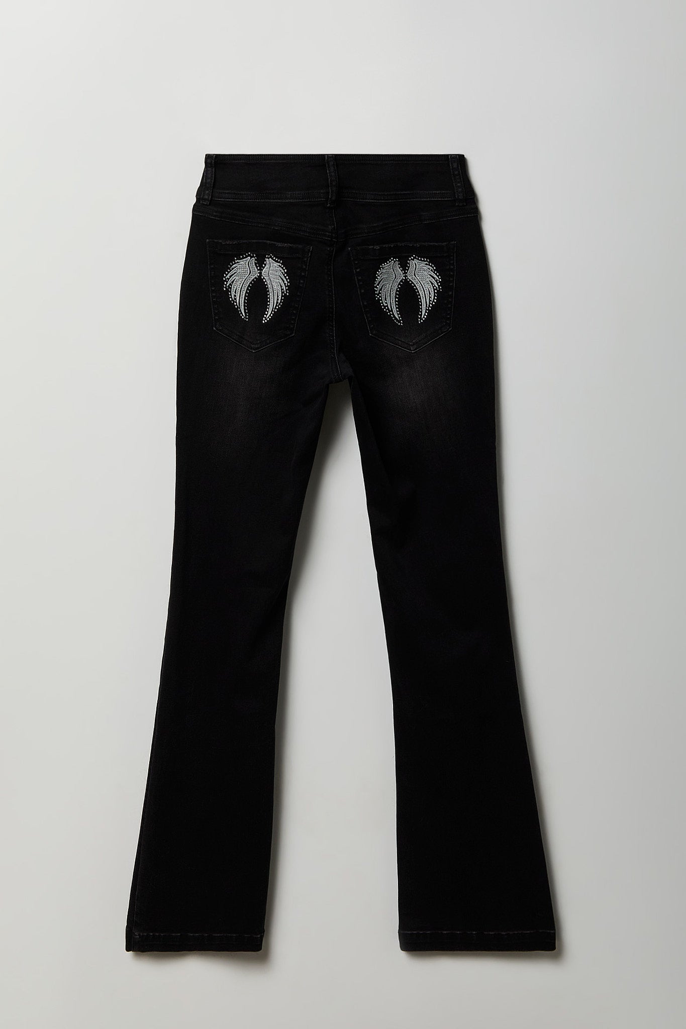 Stretch Low Rise Rhinestone Embroidered Flare Jean