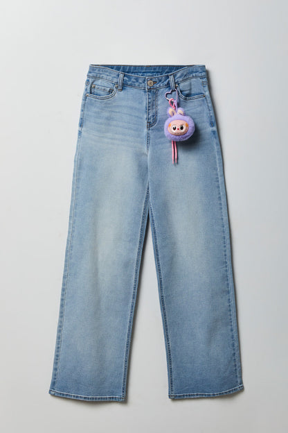 Paris Stretch High Rise Wide Leg Jean with Keychain