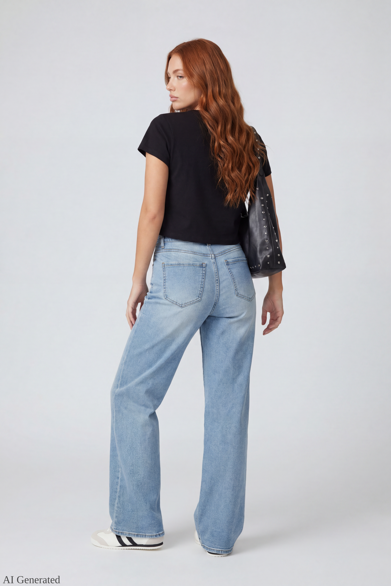 Paris Stretch High Rise Wide Leg Jean with Keychain