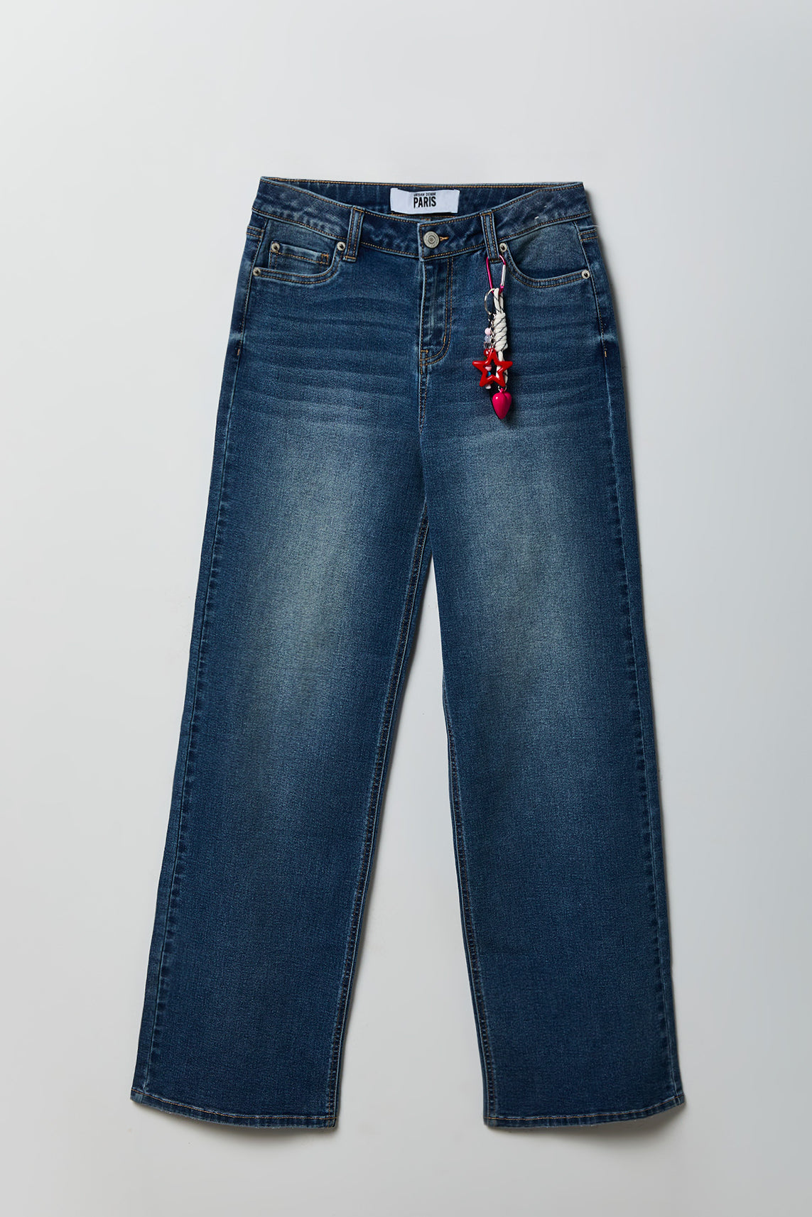 Paris Stretch High Rise Wide Leg Jean with Keychain