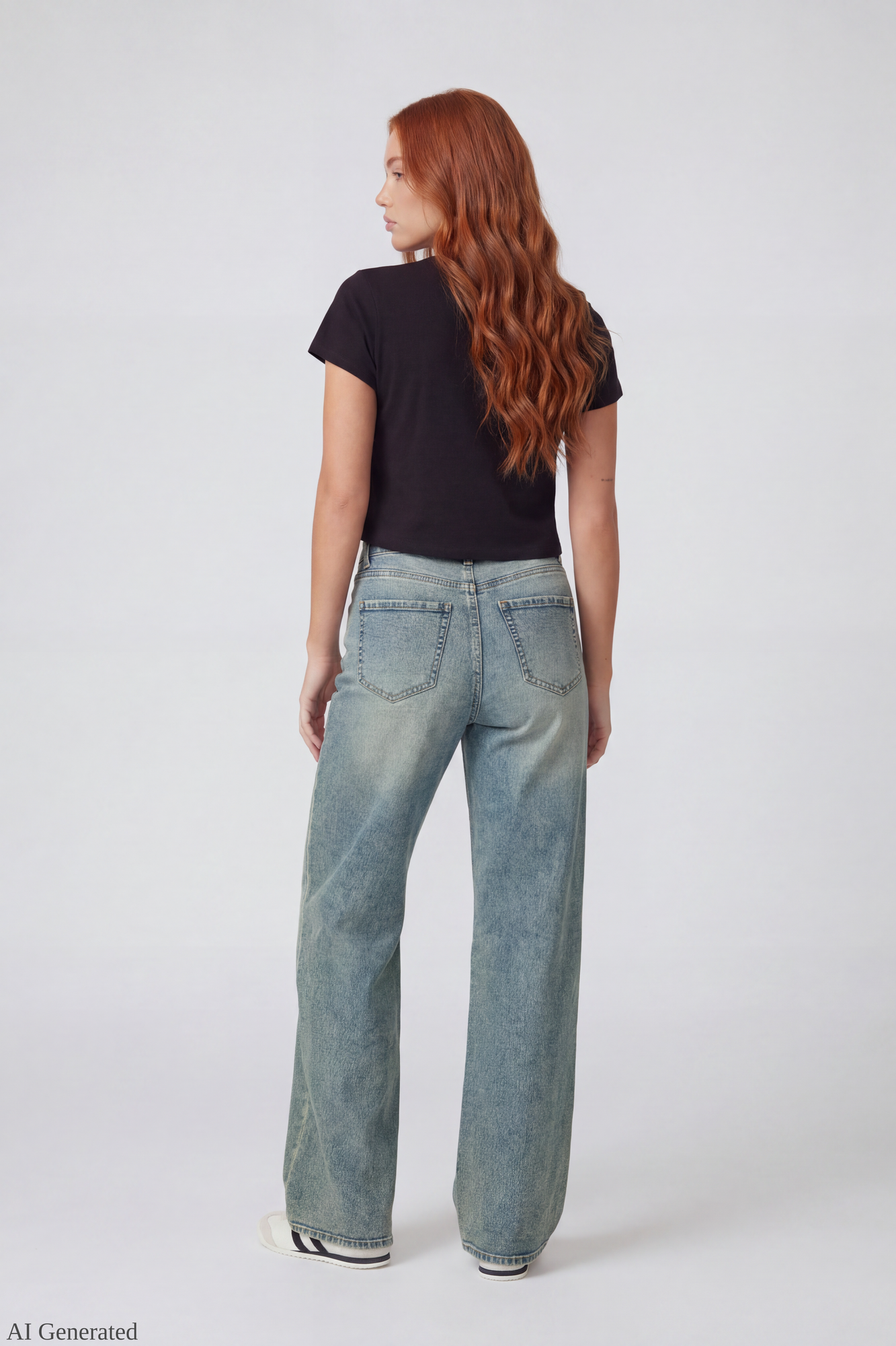 Paris Stretch High Rise Wide Leg Jean with Keychain