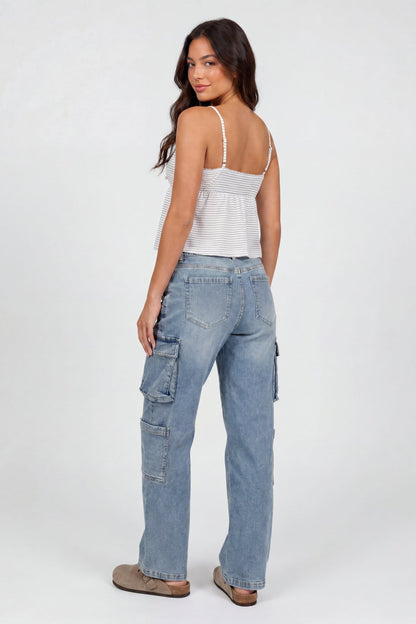 Stretch Low Rise Cargo Jean