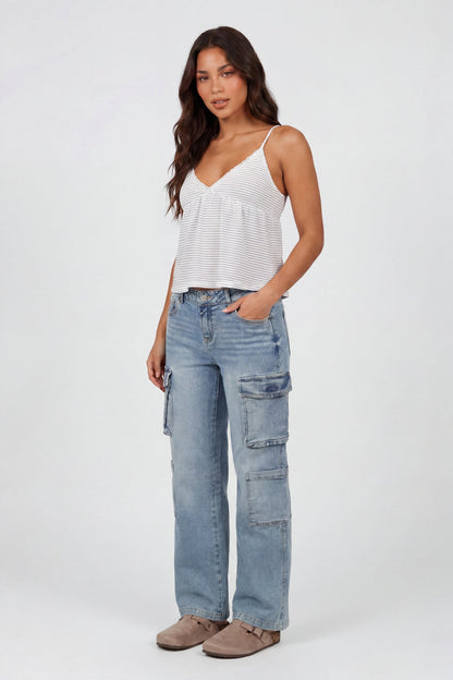 Stretch Low Rise Cargo Jean
