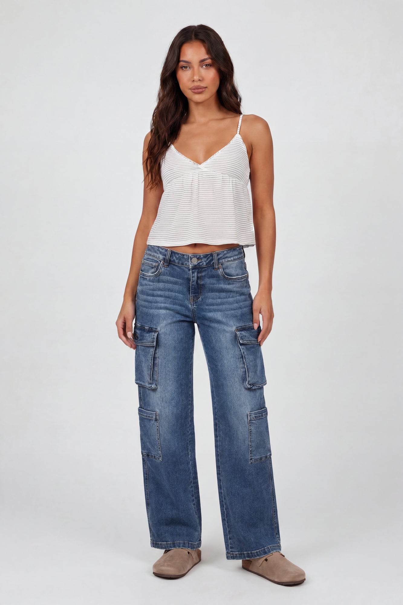 Stretch Low Rise Cargo Jean