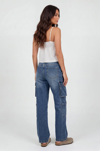 Stretch Low Rise Cargo Jean