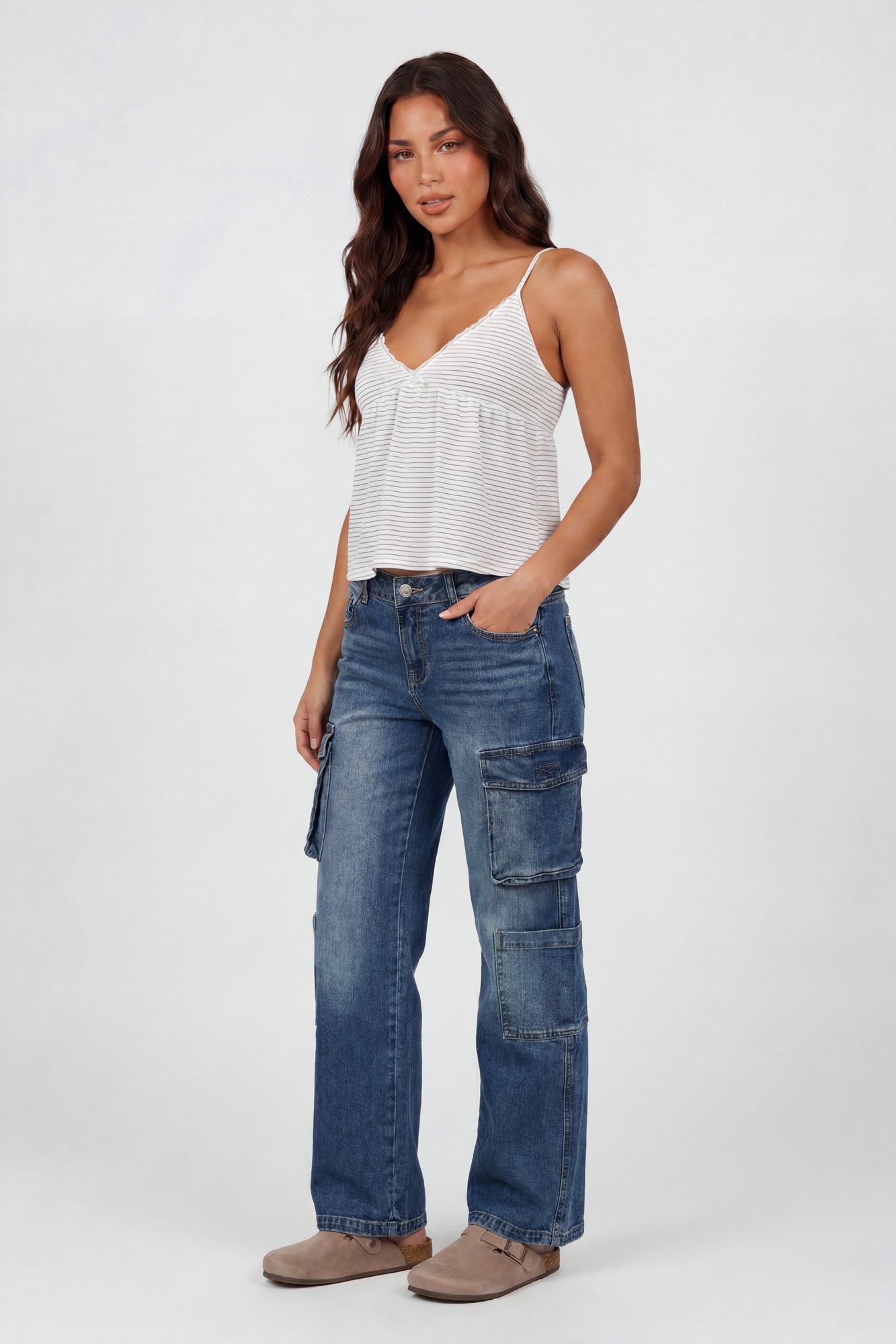 Stretch Low Rise Cargo Jean
