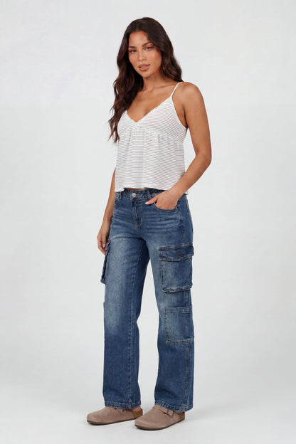 Stretch Low Rise Cargo Jean