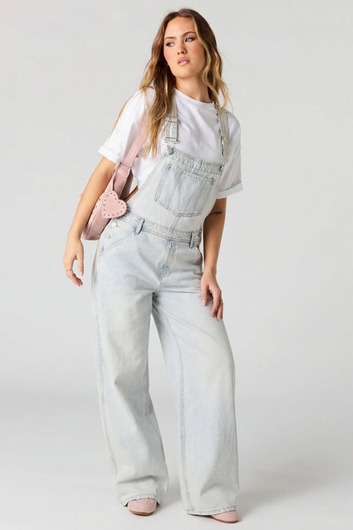 Wide Leg Denim Overalls