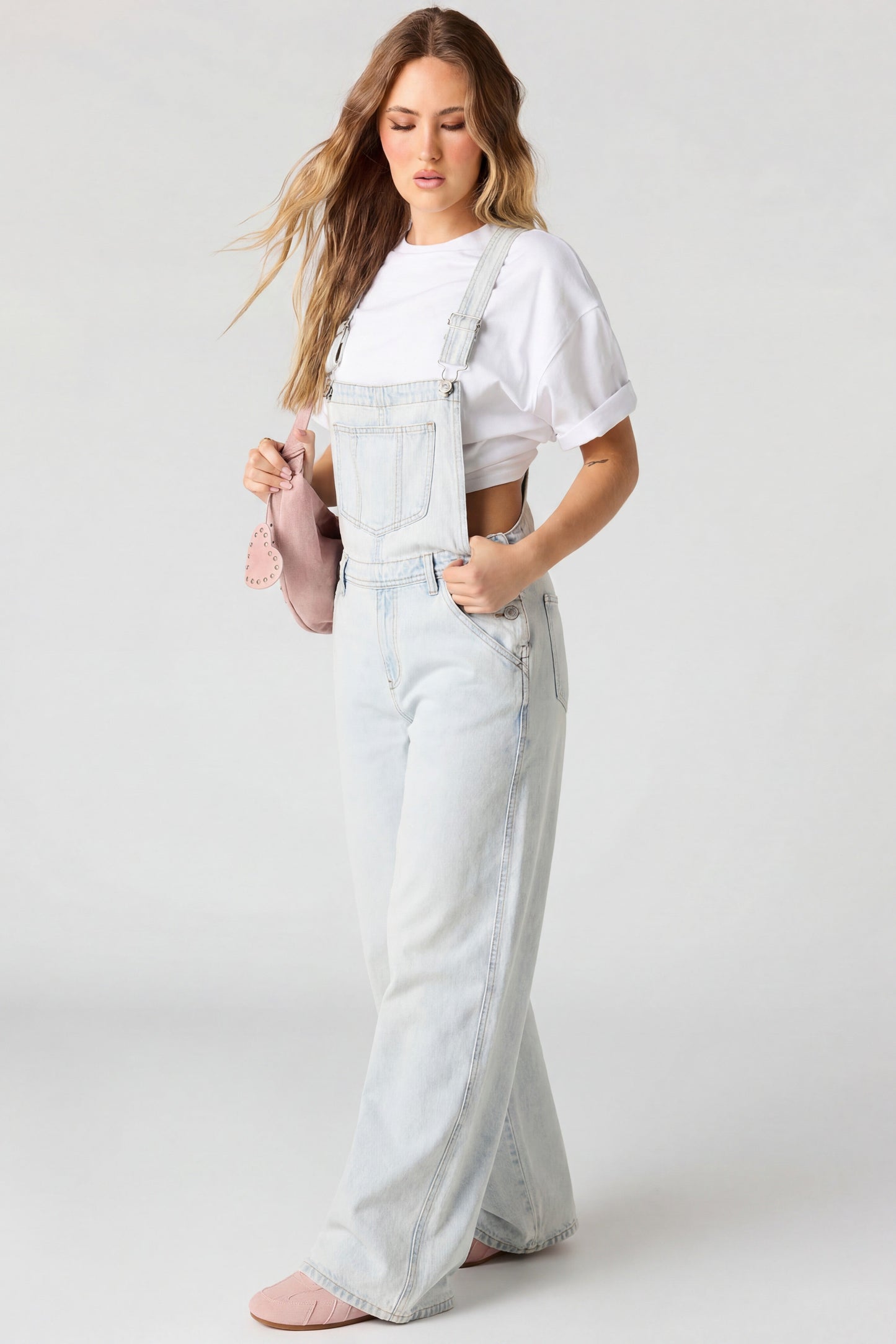 Wide Leg Denim Overalls