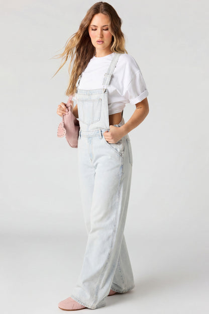 Wide Leg Denim Overalls