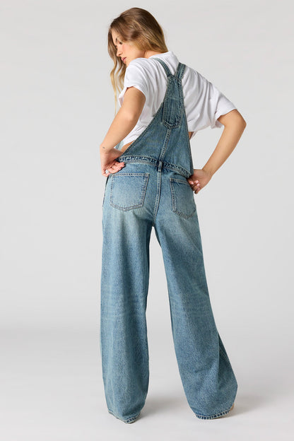 Wide Leg Denim Overalls