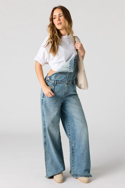 Wide Leg Denim Overalls