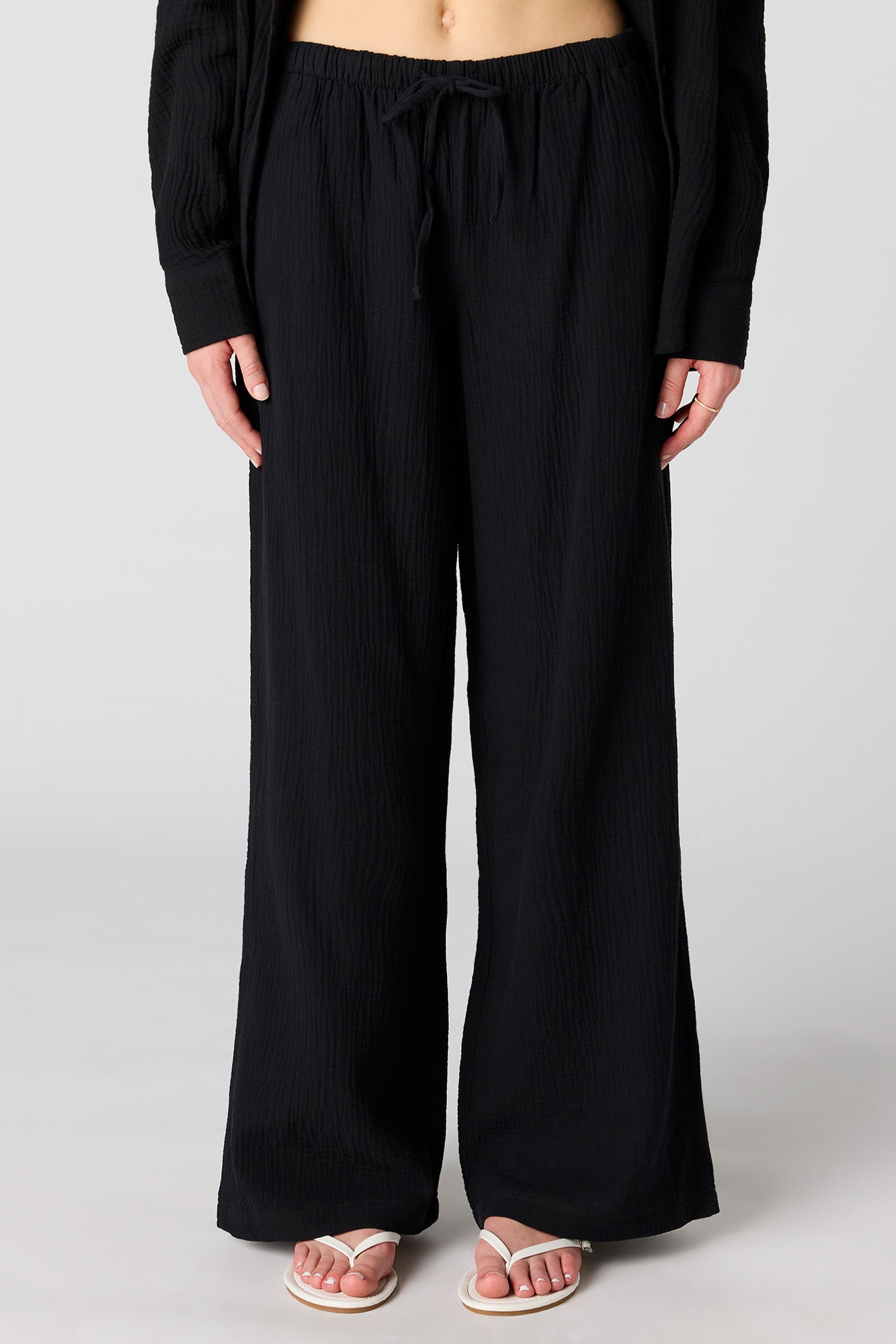 Textured Flowy Wide Leg Pant