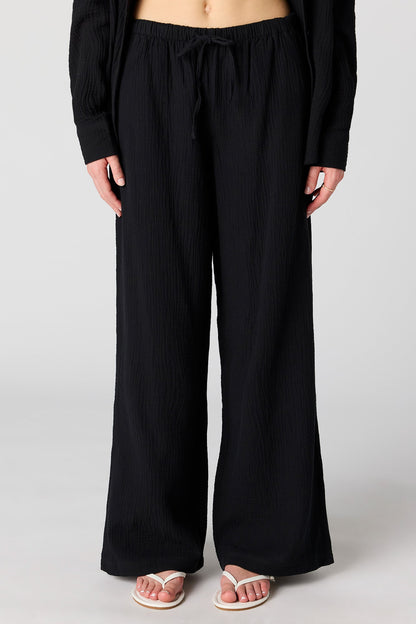 Textured Flowy Wide Leg Pant