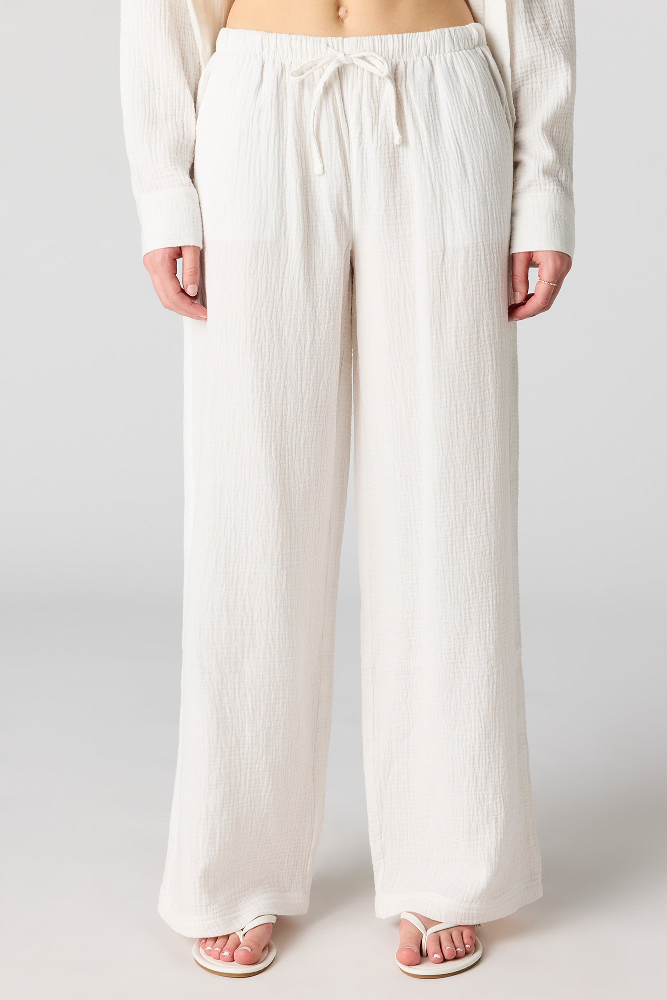 Textured Flowy Wide Leg Pant