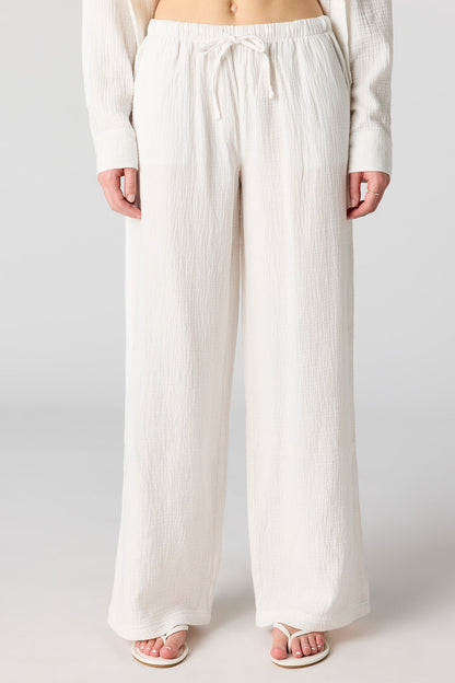 Textured Flowy Wide Leg Pant