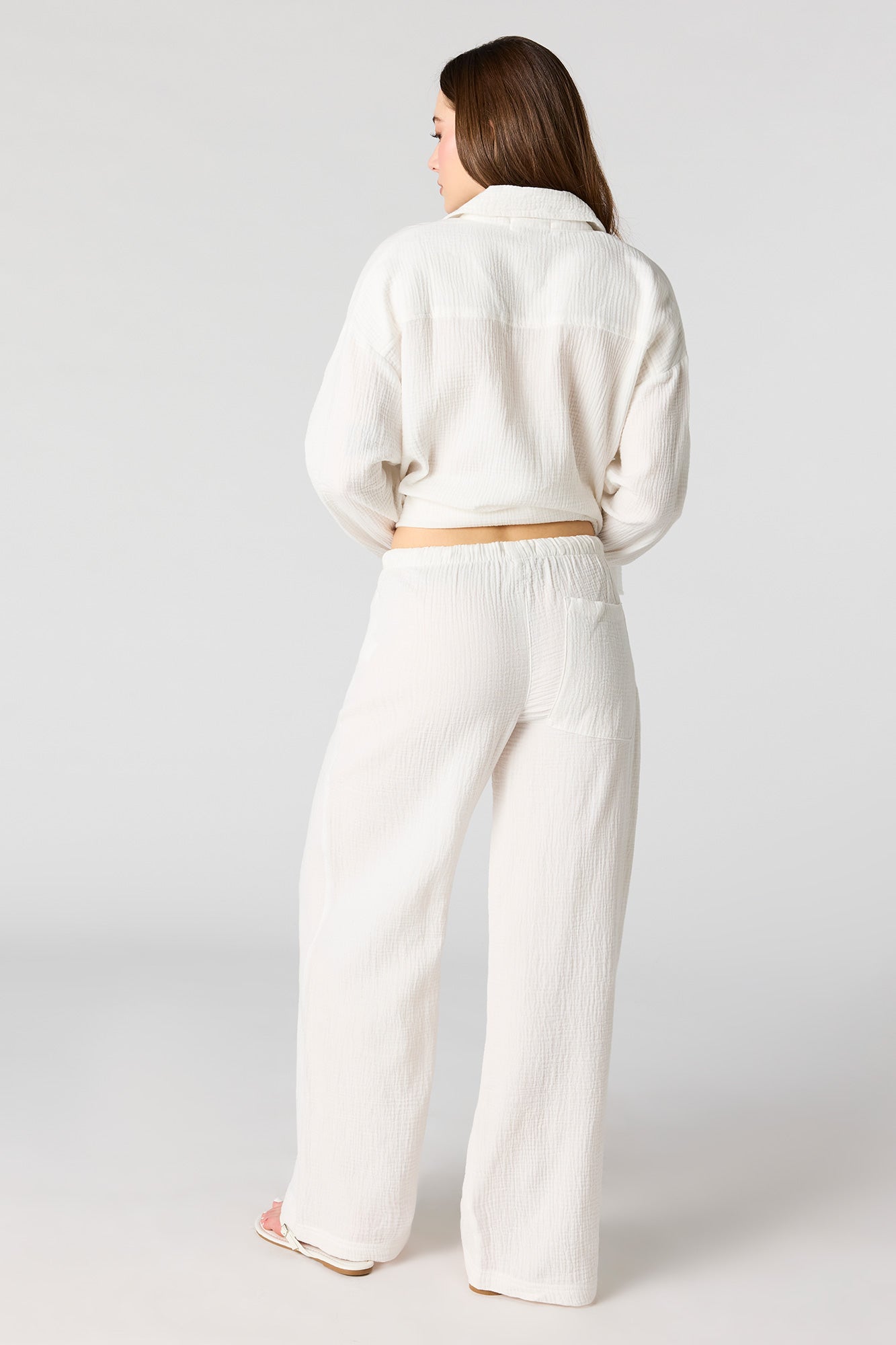Textured Flowy Wide Leg Pant
