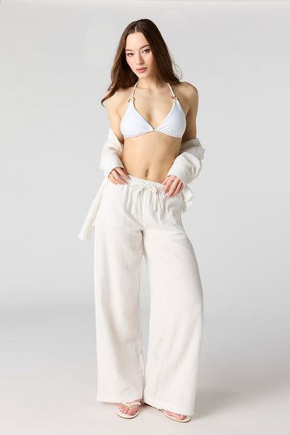 Textured Flowy Wide Leg Pant