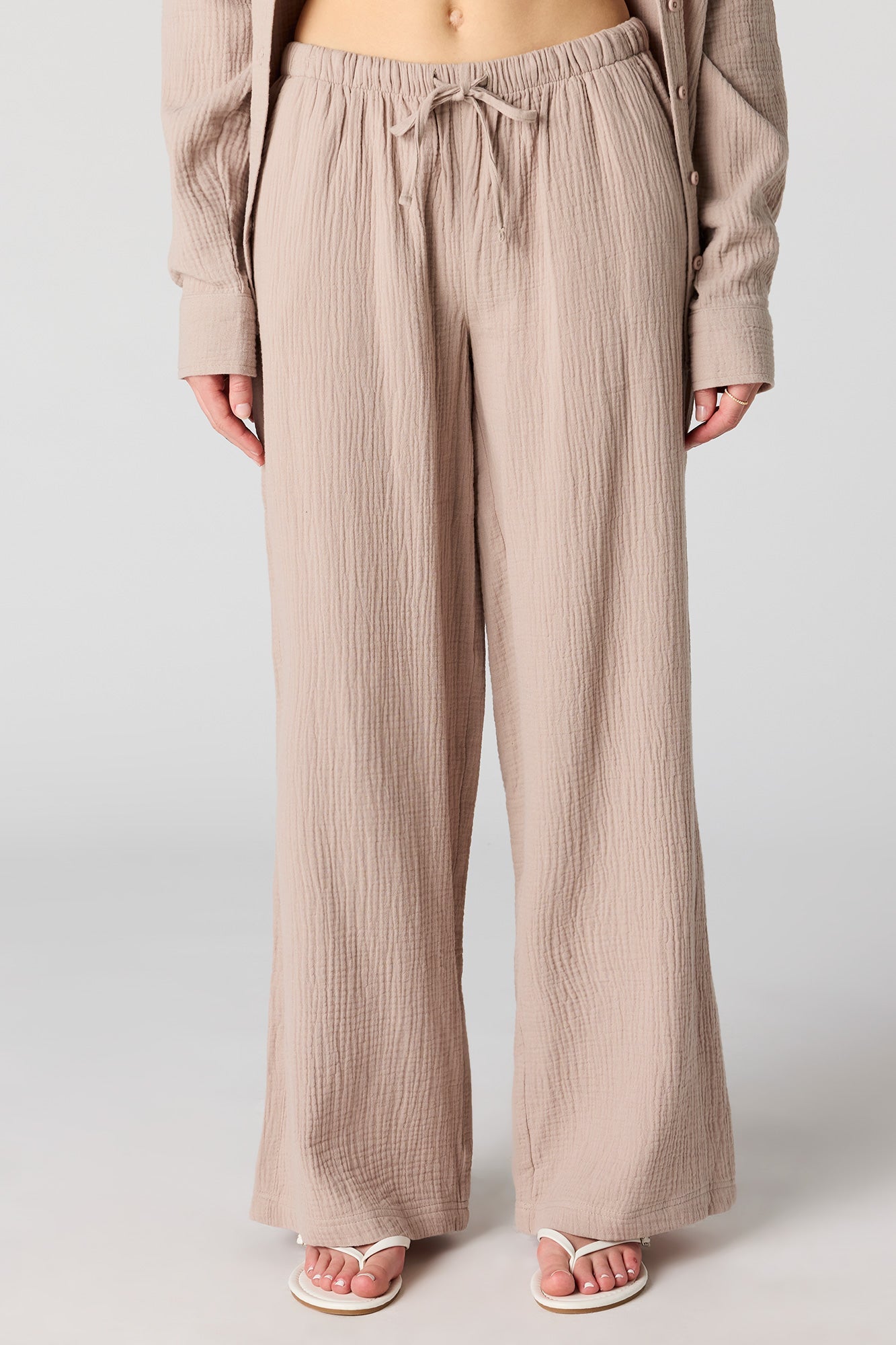 Textured Flowy Wide Leg Pant