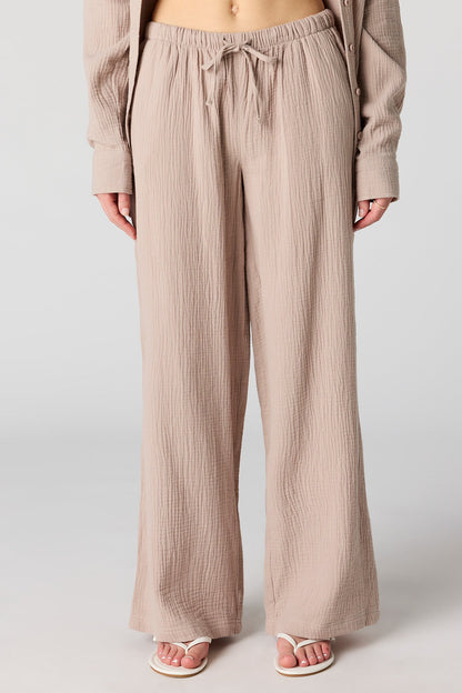 Textured Flowy Wide Leg Pant