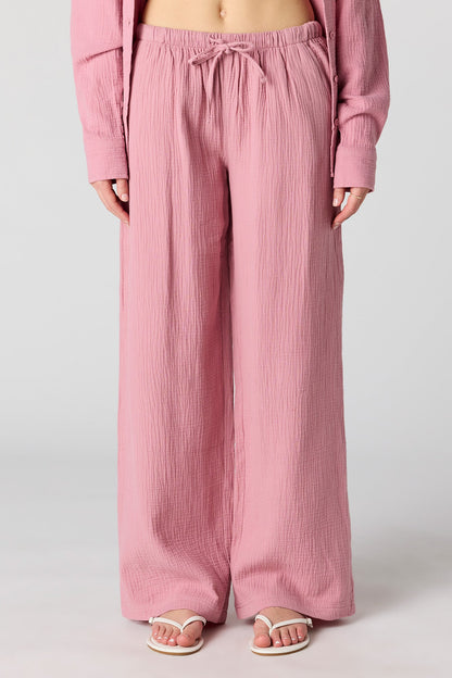 Textured Flowy Wide Leg Pant