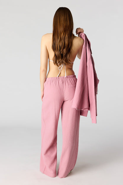 Textured Flowy Wide Leg Pant