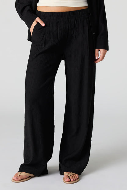 Textured Flowy Wide Leg Pant