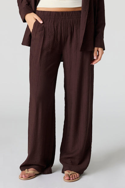Textured Flowy Wide Leg Pant
