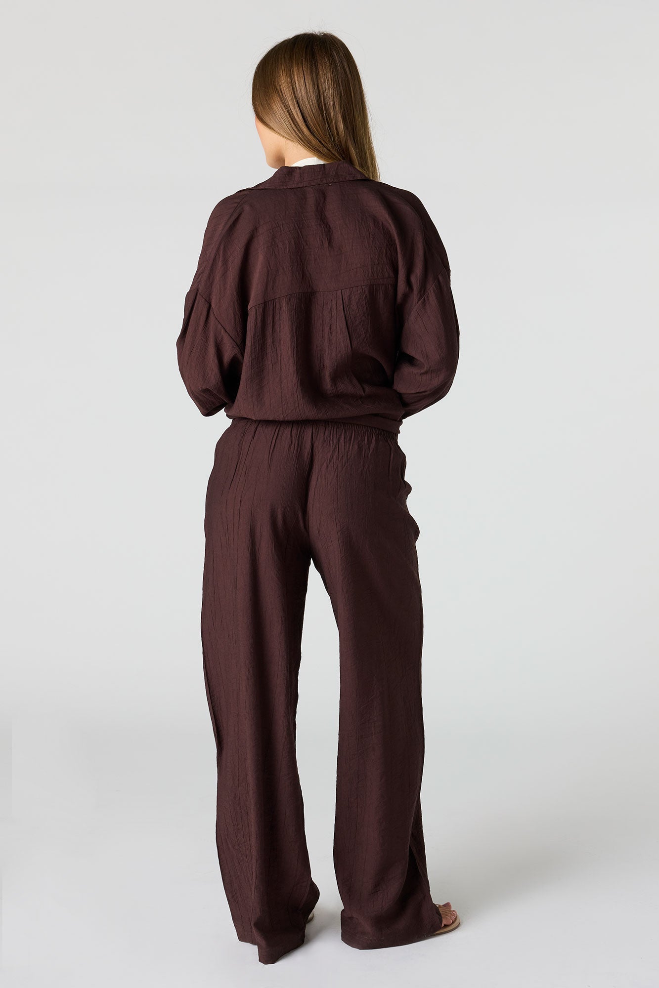 Textured Flowy Wide Leg Pant