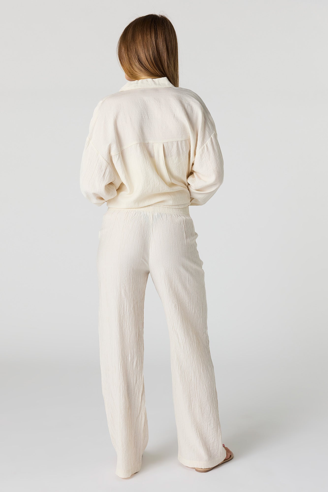 Textured Flowy Wide Leg Pant