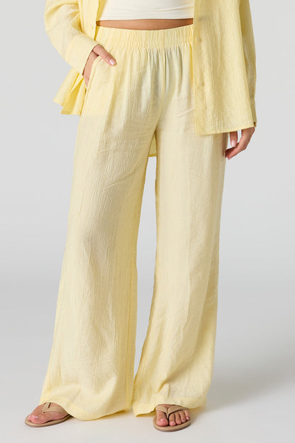 Textured Flowy Wide Leg Pant