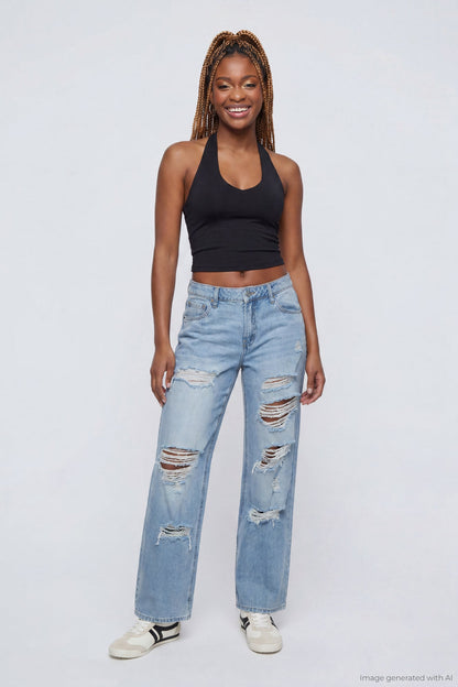 Brooklyn Ripped Low Rise Baggy Jean