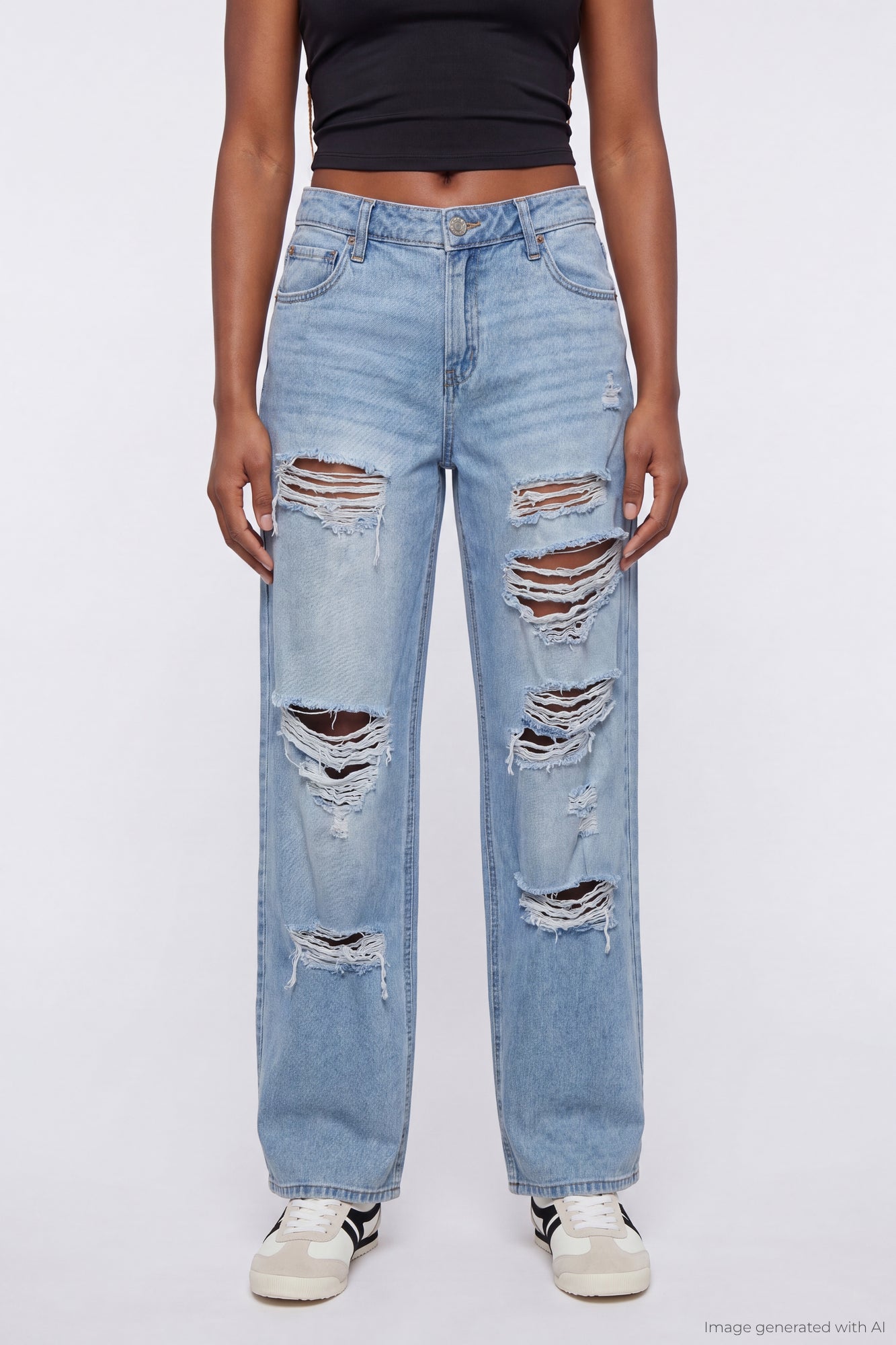 Brooklyn Ripped Low Rise Baggy Jean