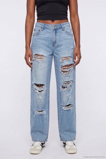 Brooklyn Ripped Low Rise Baggy Jean