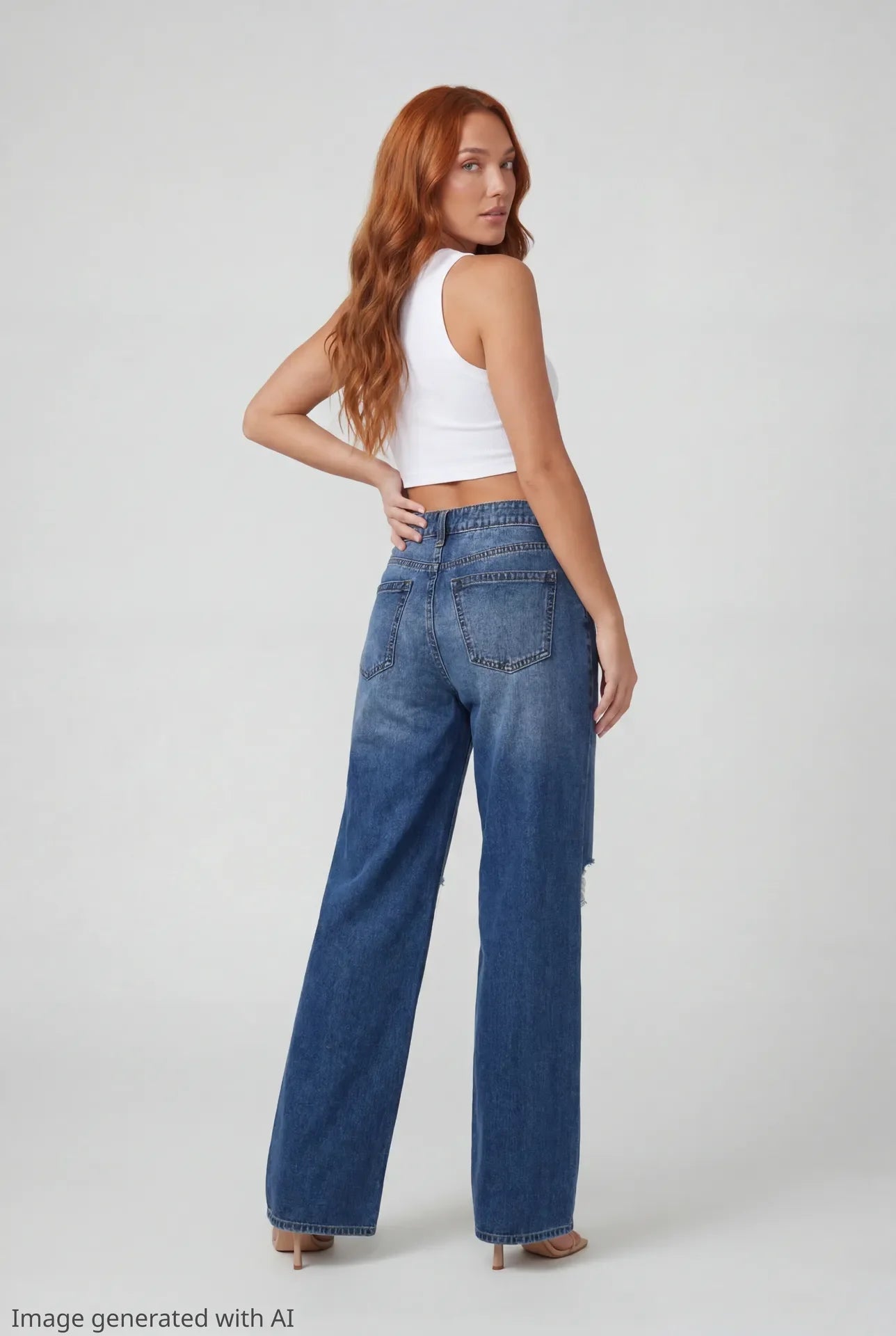Brooklyn Ripped Low Rise Baggy Dark Jean