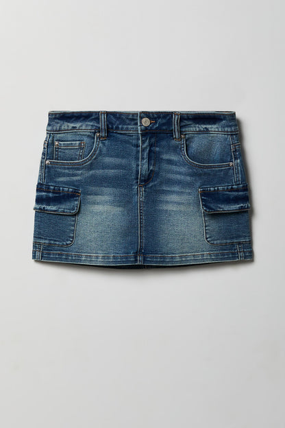 Denim Mini Cargo Skort