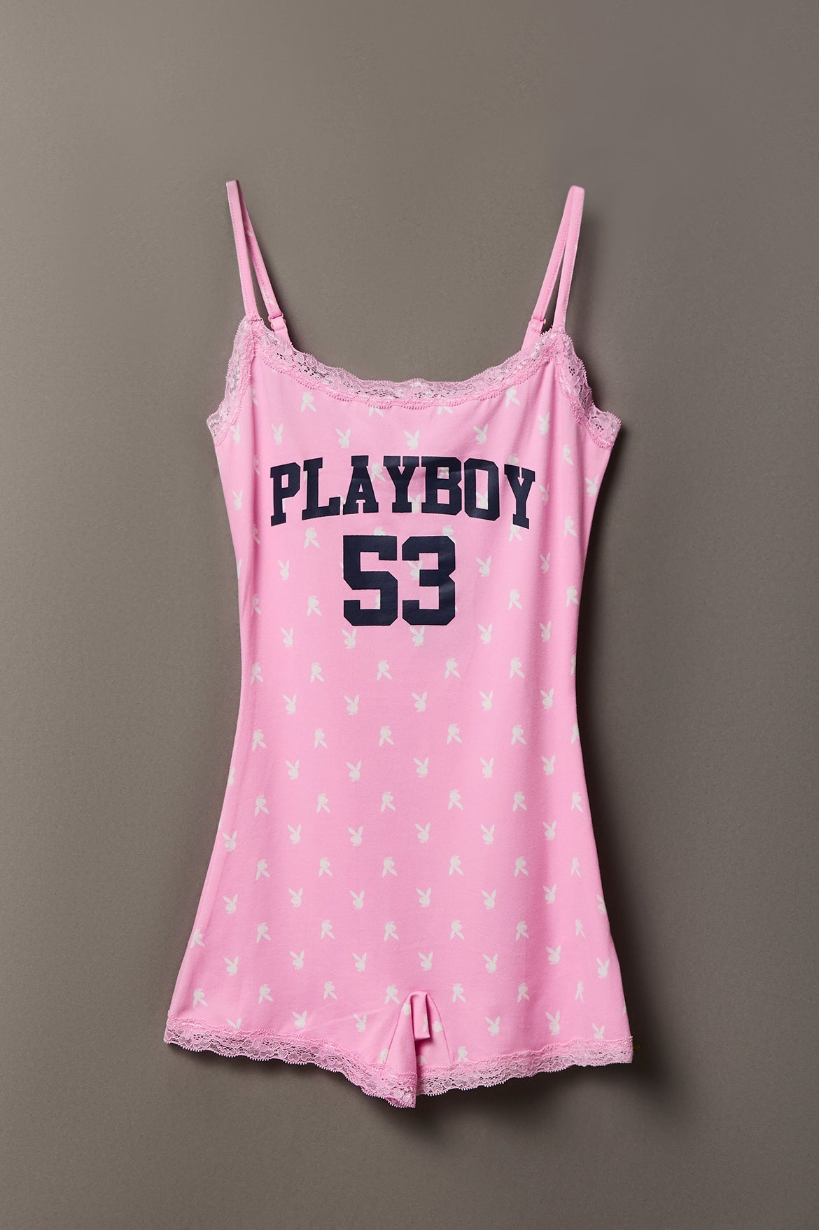 Playboy Graphic Lace Trim Romper