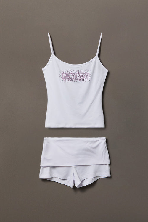 Playboy Rhinestone Tank & Foldover Short Set