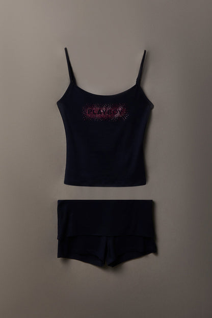 Playboy Rhinestone Tank & Foldover Short Set